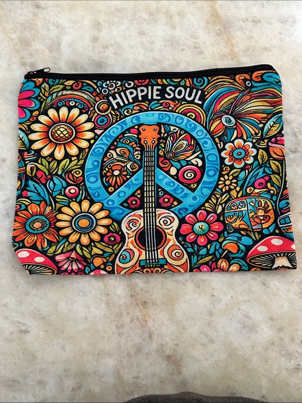 Floral Peace Guitar Zip Pouch - Multicolor